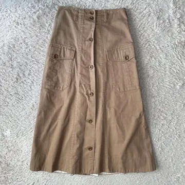 MHL 롱 프론트 버튼 스커트 1 카멜