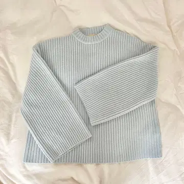 SHISHIKUI 아이스 블루 리브 스웨터