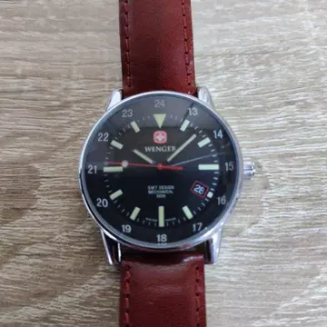 오버홀 완료 WENGER 아날로그 손목시계 블랙 메카니컬 밀리터리