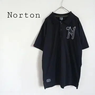 노튼 Norton 반팔 피케 셔츠 카모 무늬 로고 스트릿 빅 사이즈 블랙
