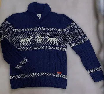 네이비 사슴 패턴 니트 스웨터 F &M