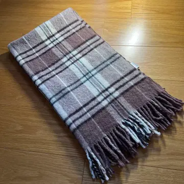 울 100% 체크 무늬 무릎 담요