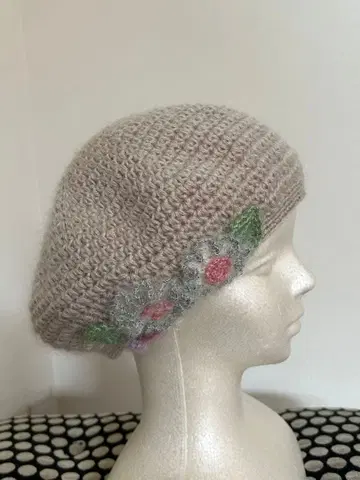 니트 모자 손뜨개질 베레모 체리 마쥬 모헤어 핸드메이드 털실 모자