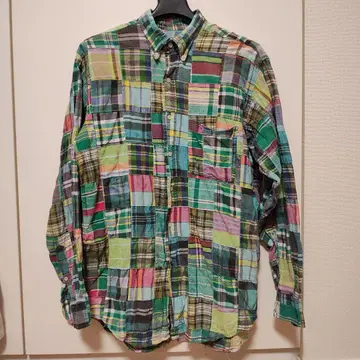 BEAMS 패치워크 마드라스 체크 셔츠 사이즈 M 빈티지