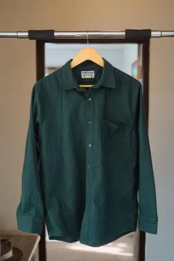 TEMPTATION 다크 그린 긴팔 울 셔츠 L