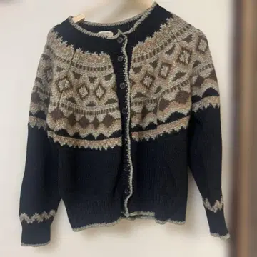 새상품급 SM2 노르딕 무늬 가디건 블랙