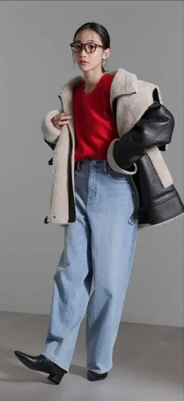 URBANCODE/인조 가죽 퍼 블루종