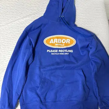 AROBR 리사이클 메시지 후드티 파랑 아메카지풍