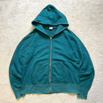 빈티지 구제 의류 BARNS 리버스 위브 무지 집업 후드티