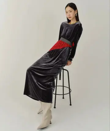 2wayU넥 벨로아 롱 드레스/yae