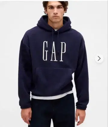 새상품 GAP 네이비 로고 후드 부착 플리스 후드티 L