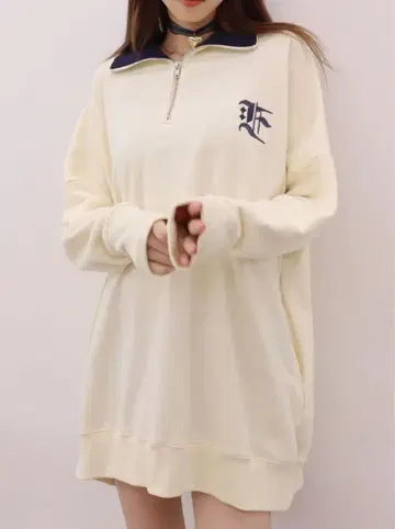 evris 하프 지퍼 맨투맨 미니 원피스