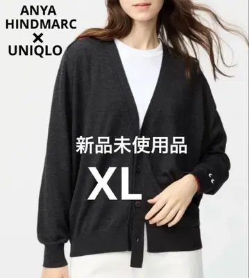 [ 미사용 새상품 ] 유니클로 안야 힌드마치 가디건 다크 그레이 XL