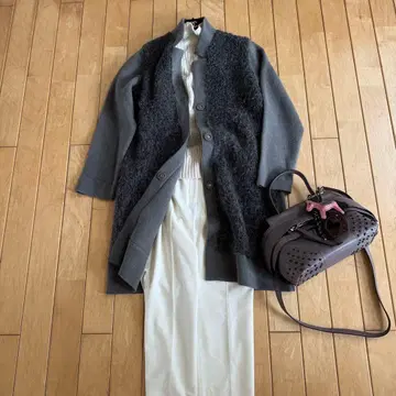 새상품급 이탈리아제 울 알파카 혼방 니트 코트