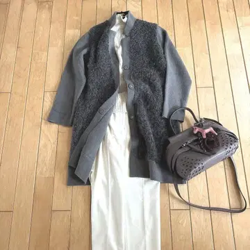 새상품급 이탈리아제 울 알파카 혼방 니트 코트