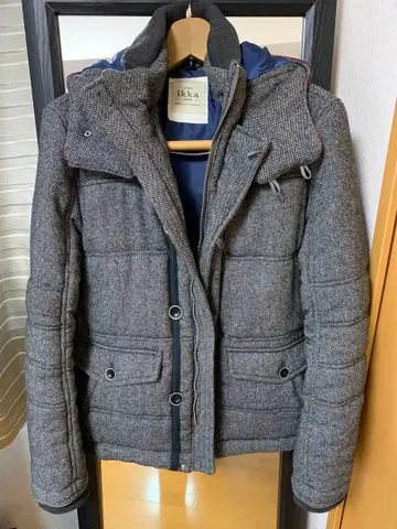 [ 새상품급 ] ikka 후드 부착 그레이 퀼팅 자켓 L