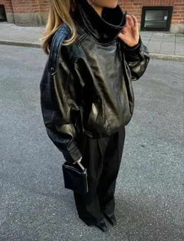 SHEIN 블랙 가죽 자켓