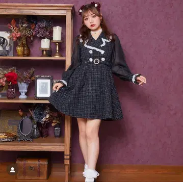 [ 후루사와 리사 씨 착용 ] 트위드 테일러드 원피스 ROJITA 로지타