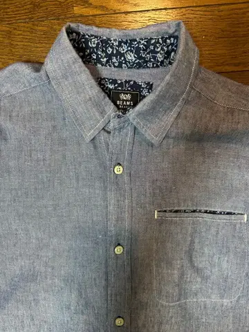 BEAMS 그레이 긴팔 셔츠 포켓 부착 M