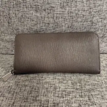 aniary 아리아리 웨이브 레더 라운드 지퍼 장지갑 천연 가죽 그레이