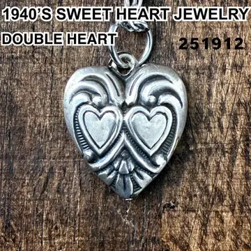 스위트하트 주얼리 더블 하트 실버 빈티지 목걸이 NAVY