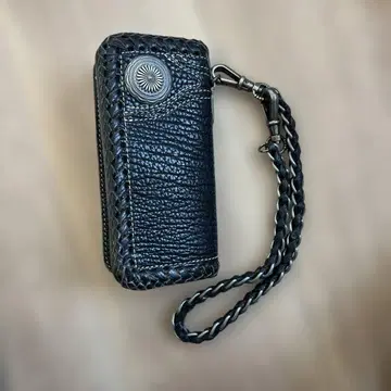 TASMAN 뜨개질 디자인 블랙 가죽 장지갑