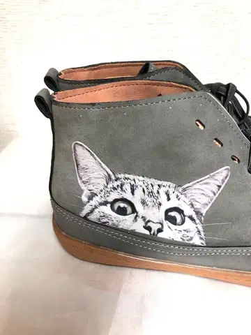 Bleu Bleuet 블루블루에 고양이 그레이 하이컷 스니커즈 24cm