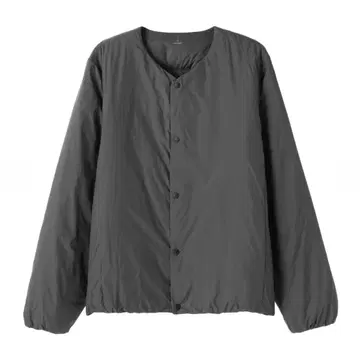 무인양품 신사 경량 다운 포켓터블 노카라 자켓 다크 그레이 M