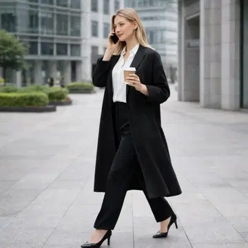 롱 코트 블랙 가운 코트 겉옷 블랙