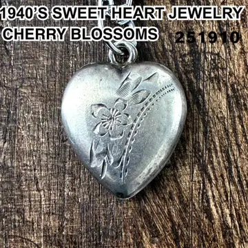 스위트하트 주얼리 벚꽃 플라워 실버 빈티지 목걸이 NAVY