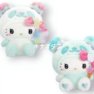 팬더 헬로키티 몽환룩 민트 컬러 BIG 봉제 인형 전 2종 세트