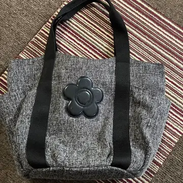 그레이 꽃 모티브 빅 토트백