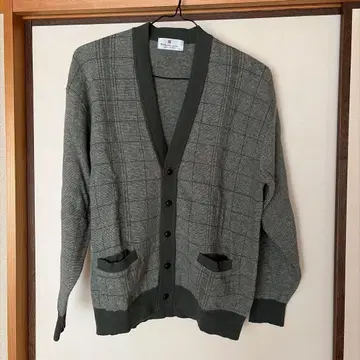 RALDI HOUSE 남성용 그레이 체크 무늬 가디건