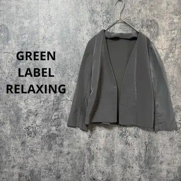 a3677 노카라 자켓 겉옷 버튼 없음 광택 있음 7부 소매