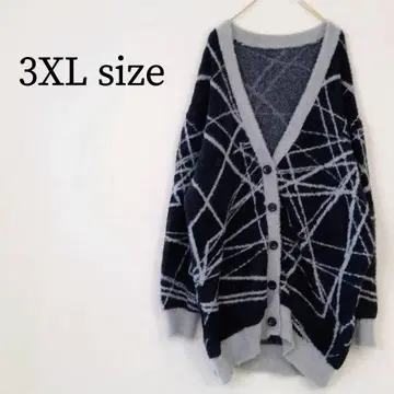 남성용 가디건 니트 스웨터 V넥 긴팔 올 패턴 모헤어 3XL