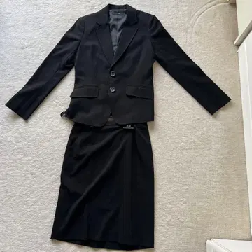 블랙 스커트 수트 상하의 세트