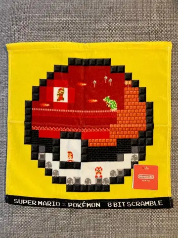 슈퍼 마리오와 포켓몬의 8비트 디자인 핸드 타월 몬스터볼