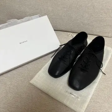 MARNO 블랙 레이스업 슈즈 가죽 38