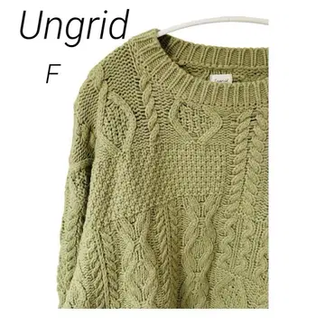 Ungrid 언그리드 패치워크 케이블 니트 그린 스웨터