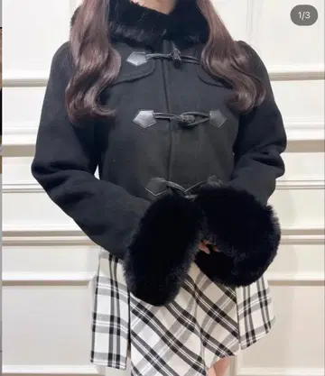 숏 더플 코트 블랙 evelyn