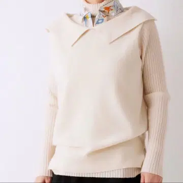 [새상품급] 시마리 캐시미어 카라 부착 니트 베스트 지레 그레이