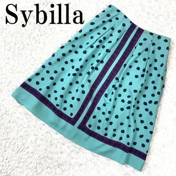 Sybilla 시빌라 플레어 스커트 올 패턴 블루그린 M B9784