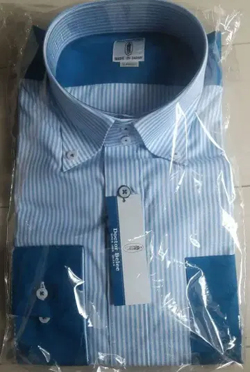 닥터 벨리 버튼 다운 셔츠 L 사이즈 스카이블루/파랑