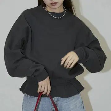 허리 셔링 맨투맨 풀오버