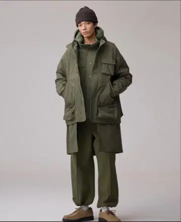 GU engineered garments 패디드 쉘 후드티 올리브 XL