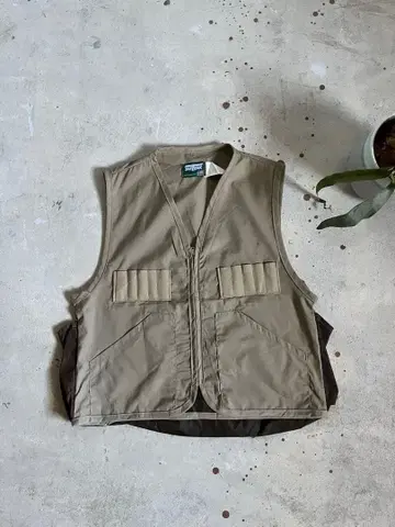 빈티지 80s 헌팅 베스트 베이지 브라운 미국 USA 구제 의류