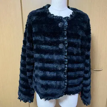 노카라 자켓 블랙 퍼 스타일