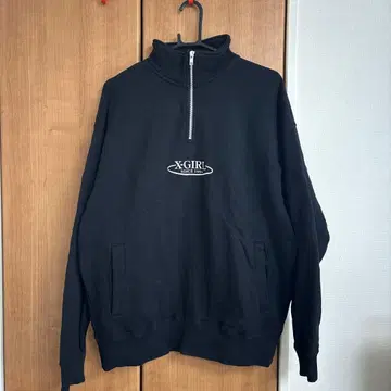 X-GIRL 블랙 하프 지퍼 맨투맨