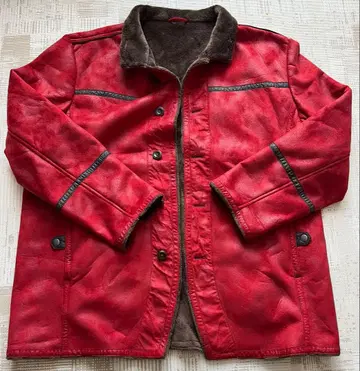 새상품급 가죽 빨간색 자켓 FIDATO 사이즈 3L