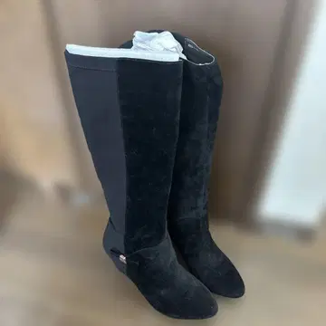 블랙 스웨이드 롱 부츠